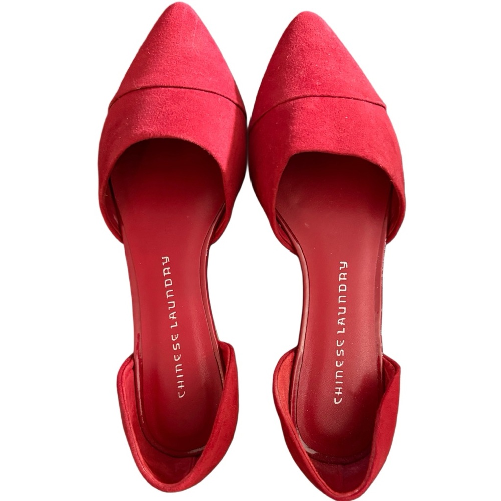 Chinese Laundry Womens Easy Does It D’Orsay Flats Red Suede - Size 7.5 M